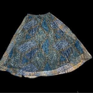 New Ashley Stewart animal print Blue and Tan Maxi A-Line Skirt Size 18/20